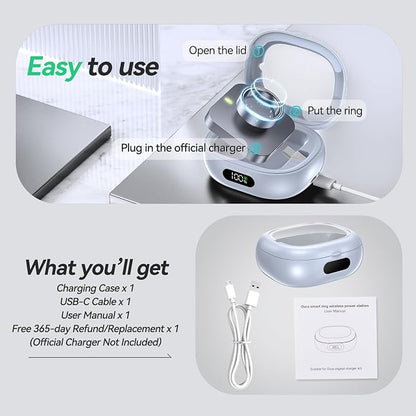 Tensea Portable Charging Case Compatible with Oura Ring Gen 4 & Gen 3, 2000mAh Wireless Power Station, Universal Fit, 30-Day Runtime Charger Accessories (Official Charger NOT Included)