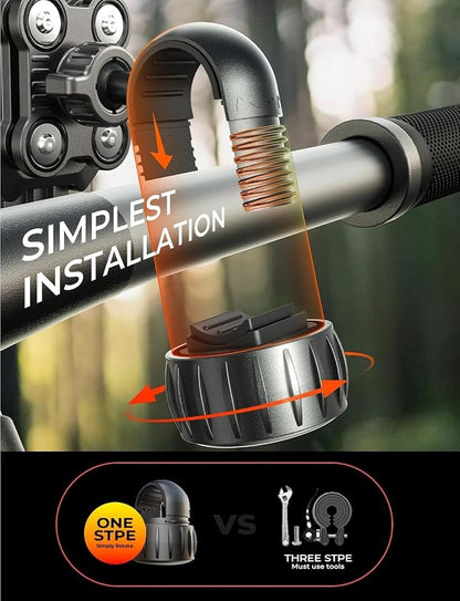 Motorcycle Phone Mount Holder - [Dual Vibration Dampener] [Upgrade Handlebar Clip] Motorcycle Cell Phone Holder, Bike Phone Mount, Fit iPhone 16/15/14/13 Pro Max, 4.7-6.7" Phones, Black