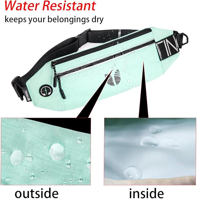 Slim Running Belt Fanny Pack for Women Men, phone holder for running Pouch, Waist belt for Workout, Marathon Jogging Running Gear Accessories [Fits ALL Phones] ﻿ (GREEN)