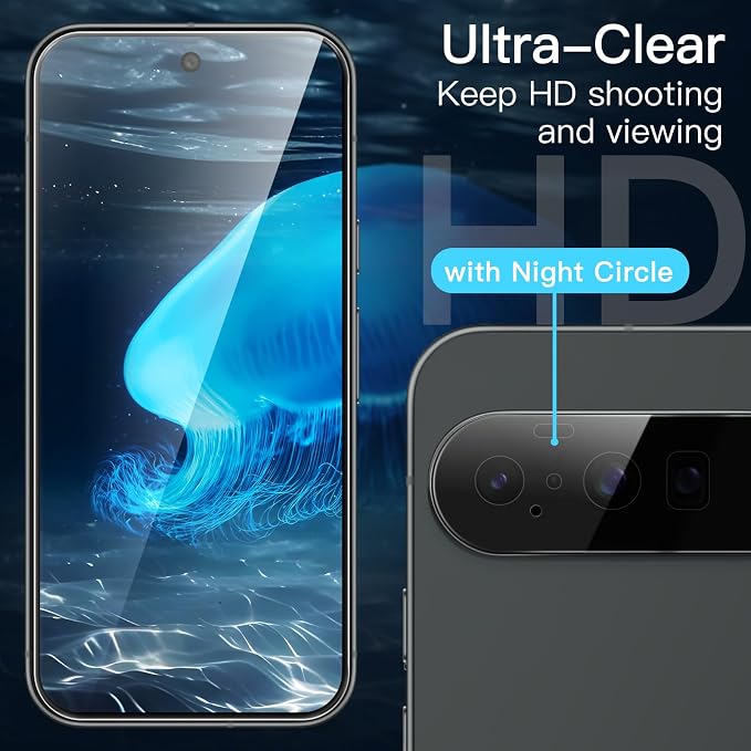 JETech Screen Protector for Google Pixel 10, 2+2 Pack | with Camera Lens Protector, HD Clear Tempered Glass, Anti-Scratch Protection, Easy Installation Tool