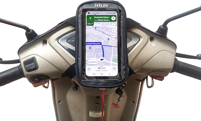 JETLIFE Moped Mobile Holder Vespa Scooter EV Bike, Moped Phone Holder Mount, Cell Phone Holder Mount, Fits All Smartphones Upto 7.2'' (Carbon Black)