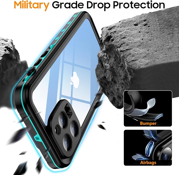Temdan for iPhone 13 Pro Max Case Waterproof [Built-in Camera Lens & Screen Protector] [Full Body Protection] [IP68 Waterproof] Shockproof Phone Case for iPhone 13 Pro Max 6.7" Blue