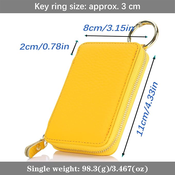 Cavor Compatible with MagSafe Wallet Genuine Leather Cash Wallets for Women, Magnetic Phone Wallet for iPhone 17 Pro Max/16/15/14/13/12, id Credit Card Holder with Mag safe Keychain-Yellow