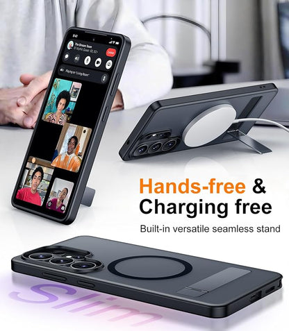 Magnetic for Samsung Galaxy S26 Ultra Case, [Innovate Stand][Military Grade Drop Protection][Non Slip][Translucent Matte] Shockproof Phone Case for Galaxy S26 Ultra 2026 -Black