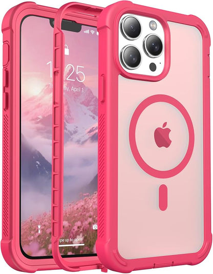 jaroco Magnetic for iPhone 13 Pro Max Case, [Compatible with MagSafe][Military Grade Drop Protection][Heavy Duty Protection][Non-Slip][Shockproof] 2-Layer Durable Bumper Phone Case 6.7''-Rose