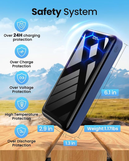 Power Bank 50000mAh 22.5W Fast Charging Portable Charger, USB C Quick Charge with 3 Outputs & 2 Inputs, LED Display, Huge Capacity External Cell Phone Battery Pack for iPhone, iPad, Camping