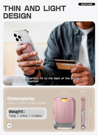 SUPCASE for MagSafe Wallet with Stand, Magnetic Wallet for Men Women, [Hold 6 Cards] [RFID Blocking] [Strong Magnetic Lock] Phone Stand Card Holder for iPhone 17/16/15/14/13/12 Series, Blush Pink