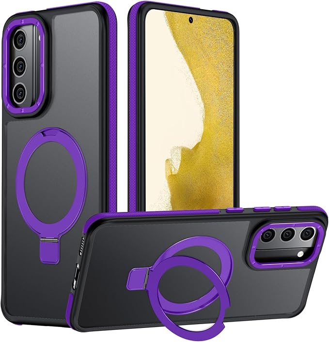 for Samsung Galaxy S22 Plus Case, Magnetic Adjustable Ring Stand [Fit for Magsafe], [Military-Grade Shockproof Protection] Phone Case with Kickstand&Ring Holder (Purple)