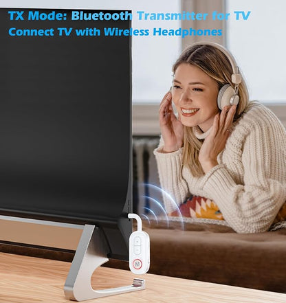 KAIY Airplane Bluetooth Adapter for Headphones, Bluetooth Transmitter for TV PC Headphones, Music Receiver for Home Stereo/Speakers, 3.5mm AUX Jack Wireless Audio Adapter for Car/Boat/Gym