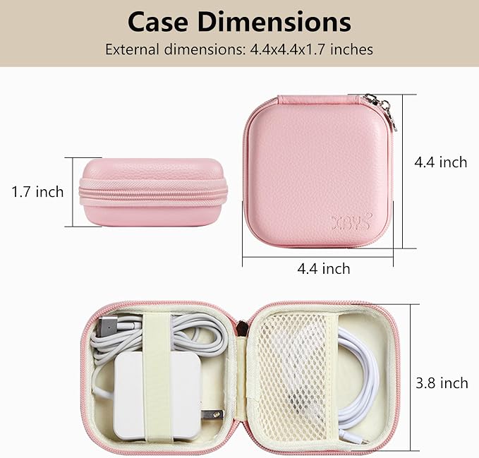 Charger Case for Macbook, Portable Tech Electronic Organizer Bag, Small Travel Storage Pouch for Laptop Accessories, MacBook Power Adapter, Charging Cords, USB Drives, Power Bank (Pink, M)