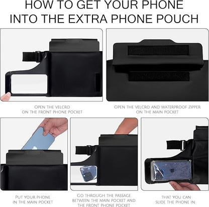 Waterproof bag Fanny Pack with Phone Case, Water proof Phone Pouch Dry Bag Keep Valuables Safe for iPhone Samsung, Adjustable Waist Strap and Screen Touch Sensitive for Swimming Boating Beach Fishing