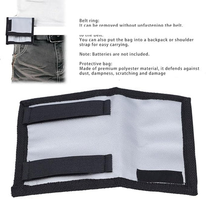 Fafeicy Battery Pouch, Battery Bag Holder Organizer with Hook and Loop Fasteners, for 4 Batteries Compact Oxford Fabric Belt Loop