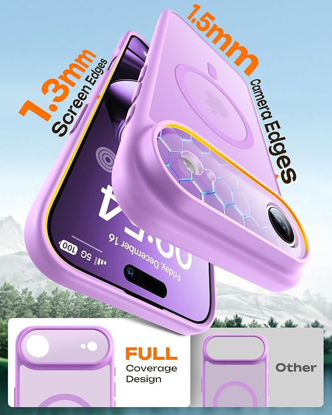 TOCOL for iPhone Air Case, Compatible with Magsafe Charger, Full Camera Protection, Drop Protection, Translucent Matte Phone Case for iPhone 17 Air 6.5 inch (Light Purple)