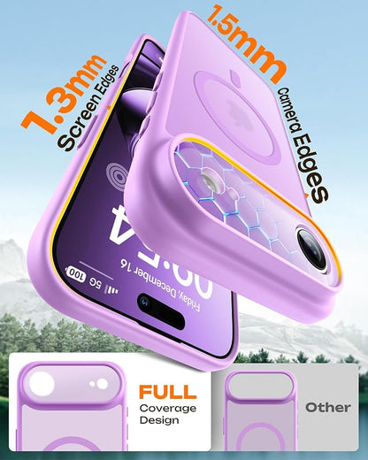 TOCOL for iPhone Air Case, Compatible with Magsafe Charger, Full Camera Protection, Drop Protection, Translucent Matte Phone Case for iPhone 17 Air 6.5 inch (Light Purple)