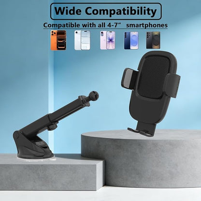 Car Phone Holder, [Ultra Strong Suction Cup] 360°Adjustable Phone Mount for Universal Car Windshield Compatible with iPhone 17 Pro Max and More Smartphones