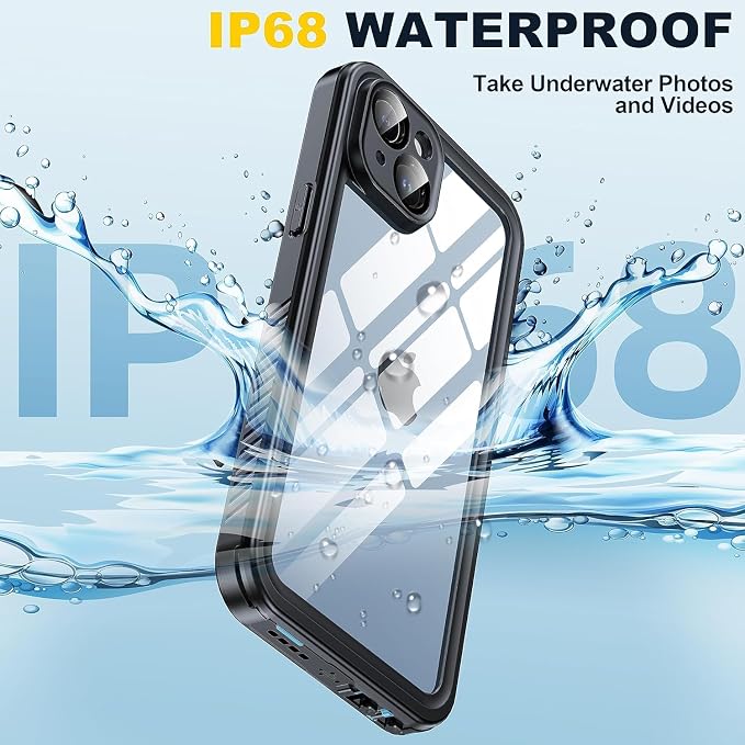 for iPhone 15 Plus Case Waterproof - Built-in Privacy Screen Protector & HD Screen Protector [IP68 Underwater] Shockproof Dustproof Full Body Protection iPhone 15 Plus Phone Case Blue