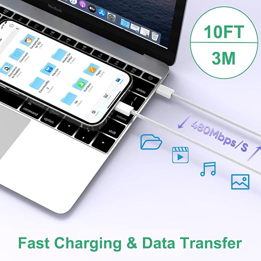 iPhone 16 15 Charger Fast Charging,3Pack 20W Fast Charging USB C Charger with 10Foot Long Type C to C Cable Cord TypeC Block Brick for iPhone 17/16e/16/16Pro/16 Plus/16 ProMax/15 Pro,iPad Air/Pro/Mini