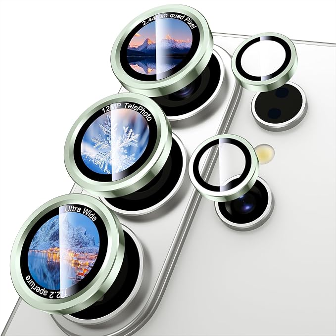 Uyiton for Samsung Galaxy S26 Ultra Camera Lens Protector - [Case-Friendly][Not Easy to Break][Ultra-Thin] Military-Grade Tempered Glass with Aluminum Metal Rear Camera Screen Cover - Green