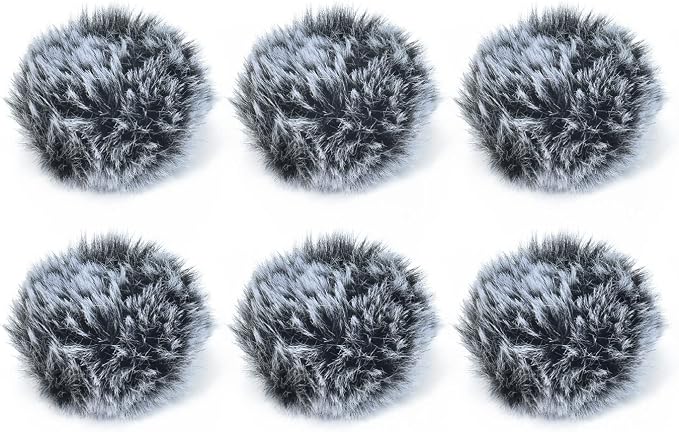 Cubilux Wind Muff (Dead cat) for Lavalier Lapel Microphone, Outdoor Furry Windscreen, Windshield, Windjammer for Mini MIC, 6-Pack