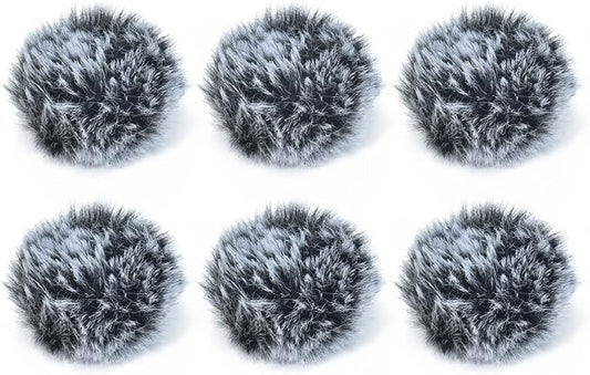Cubilux Wind Muff (Dead cat) for Lavalier Lapel Microphone, Outdoor Furry Windscreen, Windshield, Windjammer for Mini MIC, 6-Pack