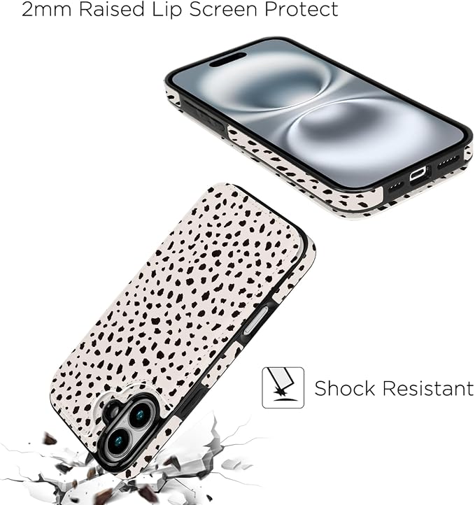 uCOLOR for iPhone 17 Wallet Case with Card Holder PU Leather RFID Blocking Design iPhone 17 flip case for Women Men Magnetic Clasp Kickstand Design 6.3 inch (Almond Latte Polka Dot)