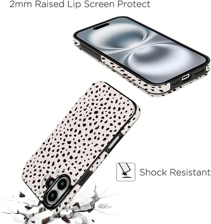 uCOLOR for iPhone 17 Wallet Case with Card Holder PU Leather RFID Blocking Design iPhone 17 flip case for Women Men Magnetic Clasp Kickstand Design 6.3 inch (Almond Latte Polka Dot)