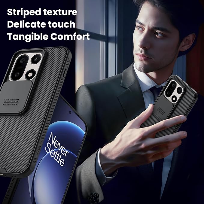 Nillkin for OnePlus 15 Case with Slide Camera Cover, Full Camera Protection, Thin Slim Fit, Shockproof Protective, Camera Lens Protector, Phone Case for OnePlus 15 5G - Black