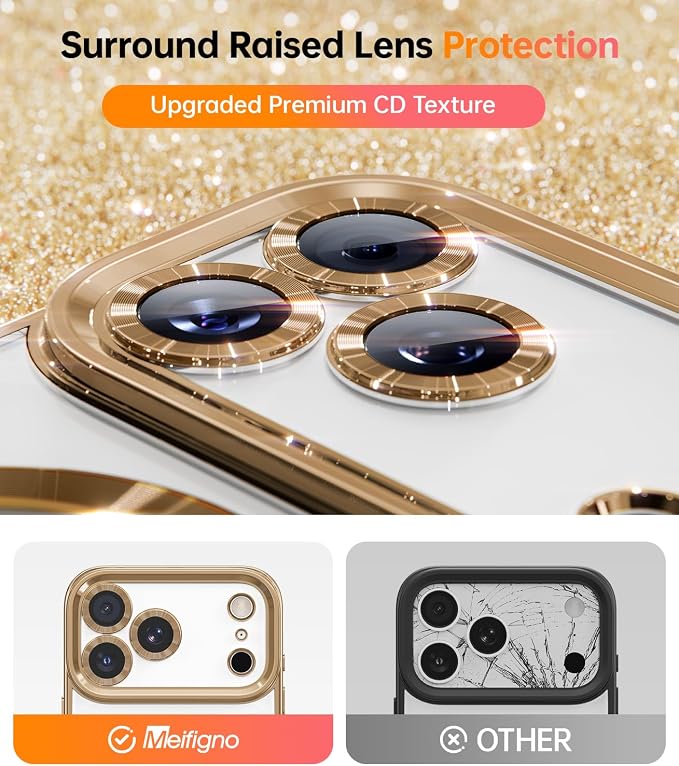 Magnetic Case Designed for iPhone 17 Pro Max with Removable Phone Ring Stand, Glitter Card & Wrist Strap, Compatible with MagSafe, Built in Mirror, Phone Ring Holder + Phone Case Kit, Desert Titanium