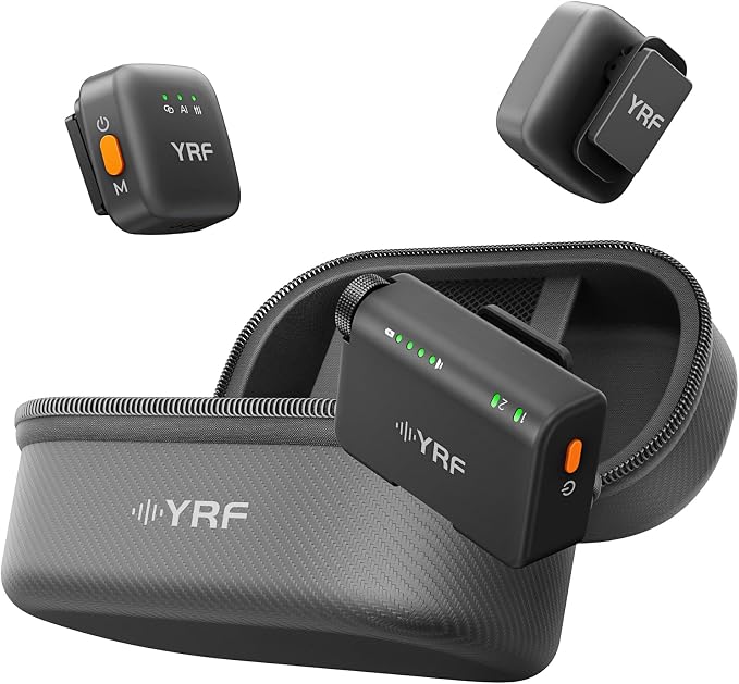 YRF Mic 2 (2 TX + 1 RX + Charging Case), Wireless Lavalier Microphone, Intelligent Noise Cancelling, Internal Recording (M15)