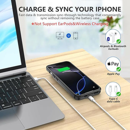 BOPPS Battery Case for iPhone 16 Pro Max with Stand【Support Carplay】 Slim 8500mAh Portable Rechargeable Strong Protective Extended Charger Cover for iPhone 16 Pro Max Charging Case-6.9inch Black