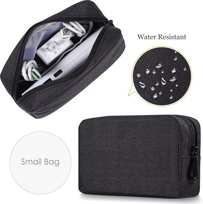 CAAORDKSO Electronics Accessories Case, Electronic Organizer Travel Cable Accessories Bag, Portable Waterproof Storage Bag for Hard Drive,Power Bank,Chargers,Mouse,Various Accessories(Small+Big-Black)