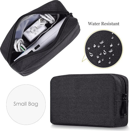 CAAORDKSO Electronics Accessories Case, Electronic Organizer Travel Cable Accessories Bag, Portable Waterproof Storage Bag for Hard Drive,Power Bank,Chargers,Mouse,Various Accessories(Small+Big-Black)