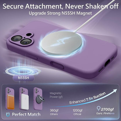 FireNova Magnetic for iPhone 17 Case, Compatible with MagSafe, [Integrated Silicone Camera Control Button] [Camera Protection] Anti-Scratch Microfiber Lining Phone Case, 6.3", Light Purple