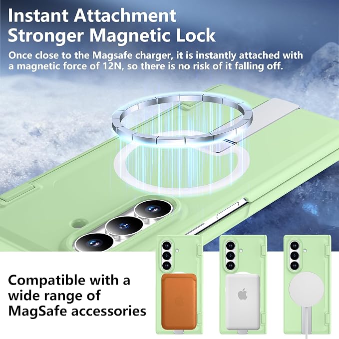 For Samsung Galaxy Z Fold 8 Ultra Case with Kickstand & Screen Protector | MagSafe-Compatible,Military Grade Drop Tested Non-Slip Slim Shockproof Case for Samsung Galaxy Z Fold 8 Ultra-Matcha Green