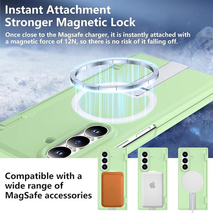 For Samsung Galaxy Z Fold 8 Ultra Case with Kickstand & Screen Protector | MagSafe-Compatible,Military Grade Drop Tested Non-Slip Slim Shockproof Case for Samsung Galaxy Z Fold 8 Ultra-Matcha Green