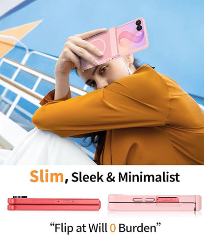 FNTCASE for Samsung Galaxy Z Flip 8 Case, Fit for Magsafe, Screen Protector | Hinge Protection, Translucent Matte, 18FT Military Grade Drop Proof, Protective Phone Cover, Light Pink