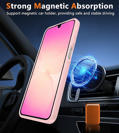 FNTCASE for Galaxy A26 5G Phone Case: Magnetic Matte Translucent Military Grade Drop Protection Cell Phone Cover - Slim Rugged Durable Shockproof Protective for Samsung A26 Cases - Light Pink