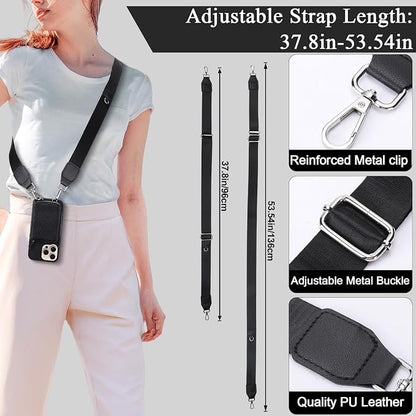 XANGNIER Wallet Case for iPhone 15 Pro Max, RFID Blocking PU Leather Crossbody Phone Purse with Card Holder, Zipper Pocket, Wrist Strap & Adjustable Lanyard for Women 6.7" 5G, Black