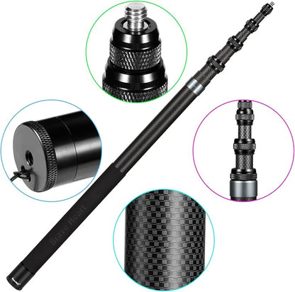 118"/3m, 9.8ft Extended Super Long Invisible Carbon Fiber Selfie Stick for Insta360 x5 Insta 360 x5 X4 X3 ONE X2 R X GO 3S 3 2 Action 360 Camera Accessories (17 to 118") (Grey)