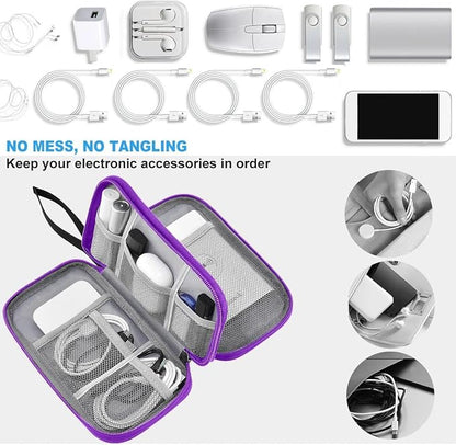 ZINZ Electronic Accessories Organizer, Travel Cable Carry Pouch Storage Bag for Laptop Attachment Cable, Cord, Charger, Earphone etc,Black-Purple