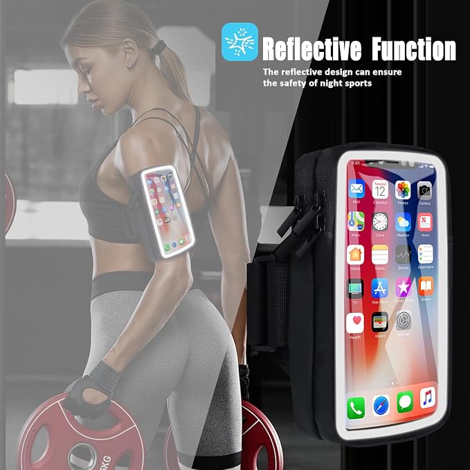 Phone Holder for Running Armband Cell Phone Holder iPhone 17 16 16e 15 14 13 12 11 Pro Max Xs Xr X Plus Mini Galaxy Ultra S26 Note, Sports Arm Bag Bands Fit Exercise Gym Workout Runner Hiking