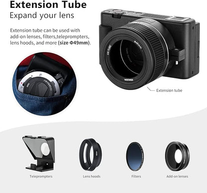 NEEWER Wide Angle Lens Compatible with Sony ZV1 Camera, 2 in 1 18mm HD Wide Angle & 10x Macro Additional Lens with Extension Tube, Bayonet Mount Lens Adapter, Cleaning Cloth (Black Frame)