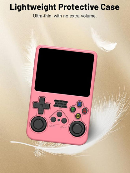 Silicone Protective Case for Anbernic R36S Game Console, Full-Body Protective Cover with Precise Cutout, Shockproof Dustproof Protector Sleeve & Scratch-Resistant Sleeve (Pink)