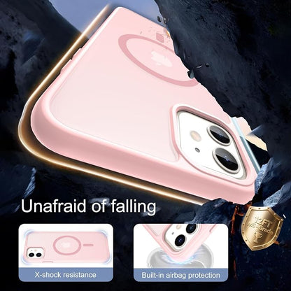 Pilaru for iPhone 11 Case & iPhone XR Case [Compatible with Magsafe] Translucent Matte Magnetic Case with Screen Protector,SlimThin Shockproof Protective Cover for iPhone 11 & iPhone XR-Pink