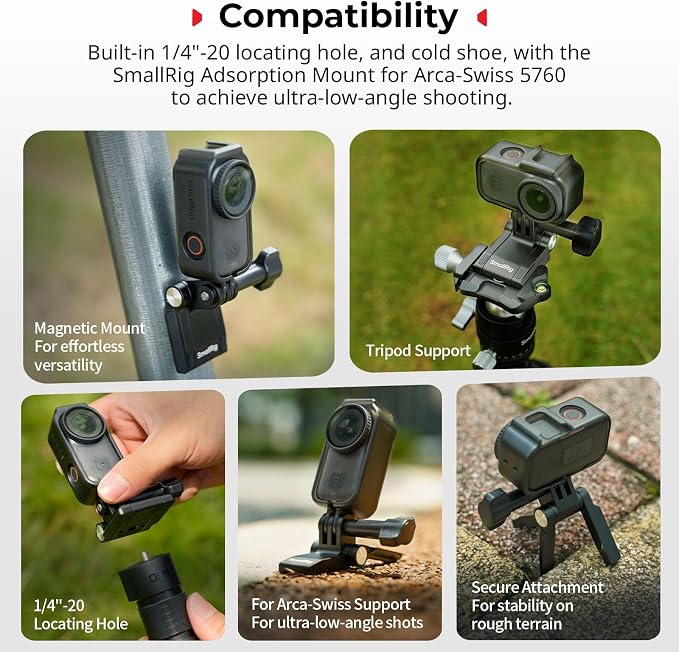 SmallRig Vertical to Horizontal Action Camera Case Kit for DJI Osmo Nano, with 1/4"-20 Locating Hole, Silicone Gasket, Cold Shoe, Quick Release Design, Ultra-Low-Angle Shooting
