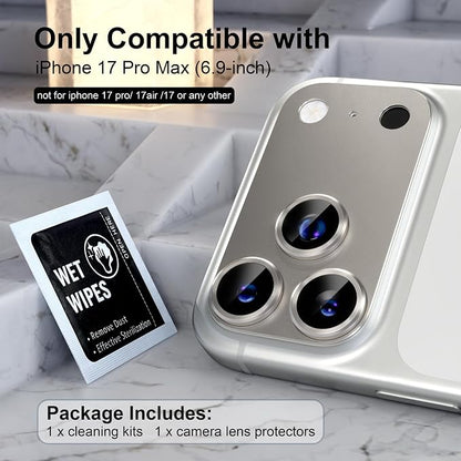 Choiche Compatible for iPhone 17 Pro Max Camera Lens Protector, Strong Adsorption Camera Cover with 9H Tempered Glass Lens Screen Protector Metal Ring Decoration Accessories 6.9-inch (Black)