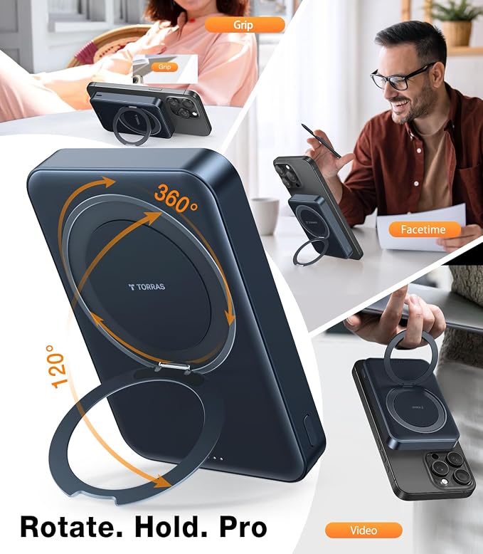 TORRAS Ostand 10,000mAh QI2 Magnetic Battery Pack with Stand & Magnetic Case — Buy Together to Save 15%
