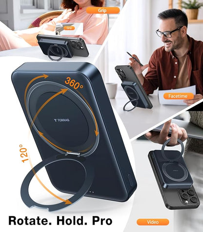 TORRAS Ostand 10,000mAh QI2 Magnetic Battery Pack with Stand & Magnetic Case — Buy Together to Save 15%