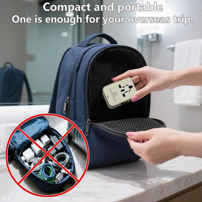 Universal Travel Adapter with 4 Ports (2 USB-C & 2 USB-A) Fast Charging 35W Worldwide All-in-One Power Adapter for USA, Europe, UK, Australia & 150+ Countries