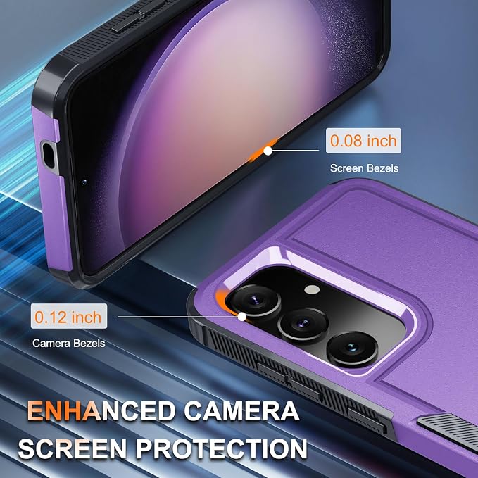 RMOCR Case for Samsung Galaxy S25 Plus, Full Body Heavy Duty Rugged Shockproof Protective Phone Cover with Lanyard Strap, Tempered Glass Screen Protector and Camera Lens Cover, Lavender